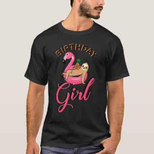 Birthday Girl Sloth Flamingo Pineapple Pool Party T-Shirt