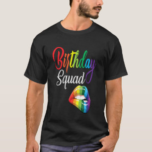 Birthday Girl Squad Goals Graphic Rainbow Lip Prin T-Shirt