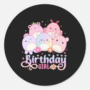 Birthday Girl Squish Squad Mallow Girls Cute Kids  Classic Round Sticker