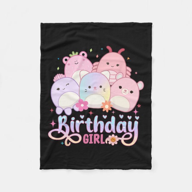 Birthday Girl Squish Squad Mallow Girls Cute Kids  Fleece Blanket (Front)
