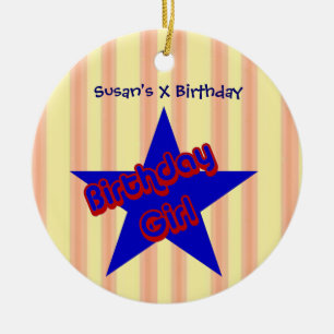 Birthday Girl Star Cute Customisable Ornament