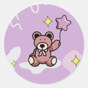 Birthday Girl Teddy Bear Classic Round Sticker