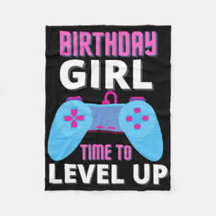 Birthday Girl Time To Level Up Video Game Birthday Fleece Blanket