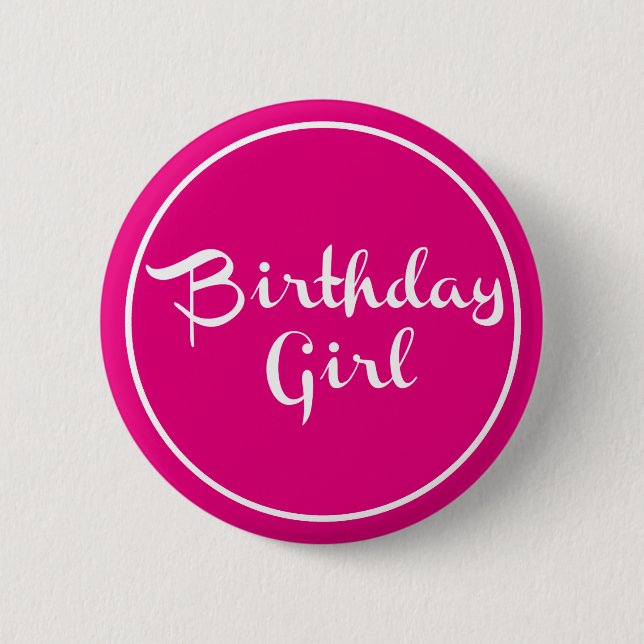 Birthday Girl Typography 6 Cm Round Badge (Front)