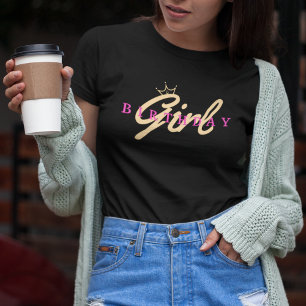 Birthday Girl Typography & Crown, Simple,Modern T-Shirt