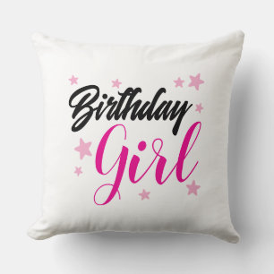 Birthday Girl Typography Design Stylish Birthday Cushion