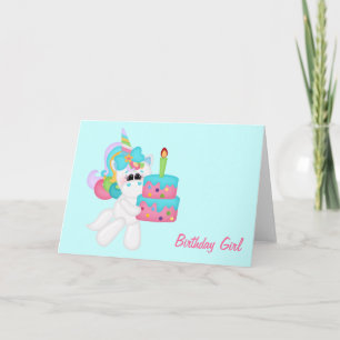 Birthday Girl Unicorn (customizable) Card