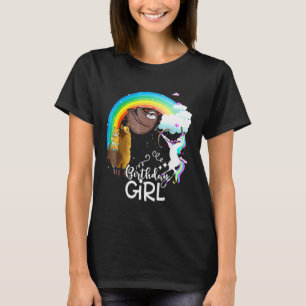 Birthday Girl  Unicorn Llama Sloth Cat Rainbow T-Shirt