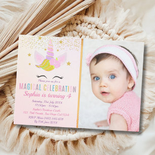 Birthday Girl Unicorn Magical Celebration Invitation