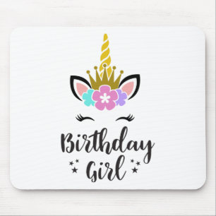 Birthday Girl Unicorn Mouse Pad