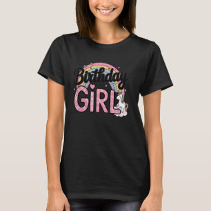 Birthday Girl Unicorn Party Rainbow Plaid Pink Gir T-Shirt