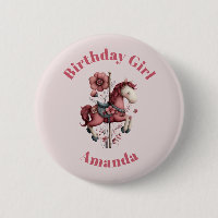 Birthday Girl Whimsical Carousel Horse Image