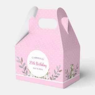 Birthday Girl White Snow Drops Pink Polka Dots Favour Box