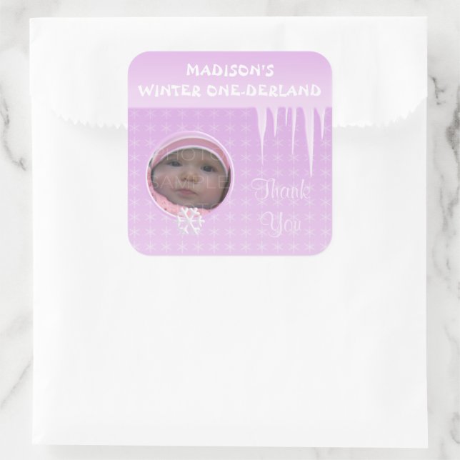 Birthday Girl Winter Onederland Thank you sticker (Bag)