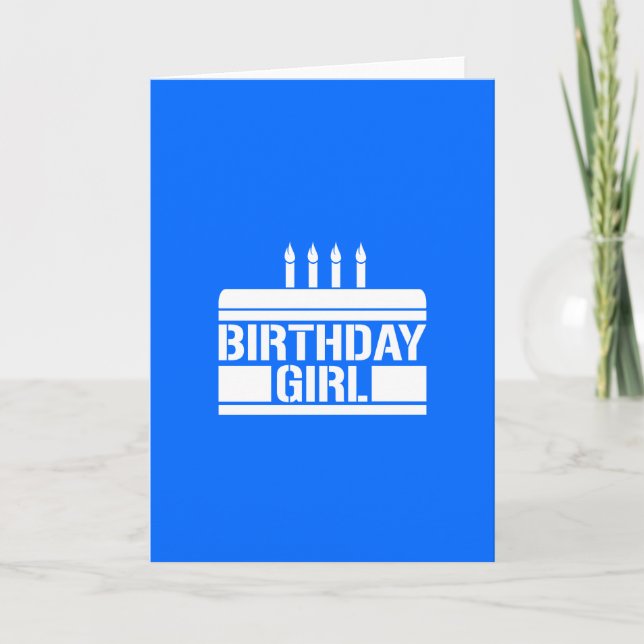 Birthday girl with cake card (Front)