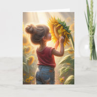 Birthday Girl With Glowing Sunflower