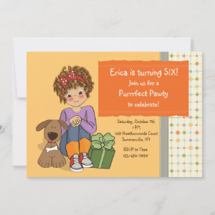 Birthday Girl With Her Dog Invitation