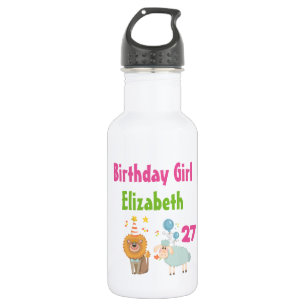 Birthday Girl with Party Lion and Balloon Sheep 532 Ml Water Bottle