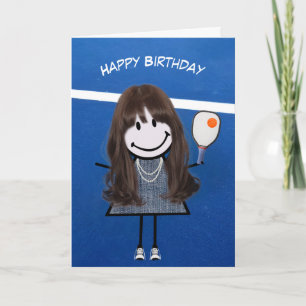 Birthday Girl With Pickleball Paddle and Ball Card