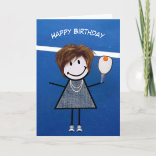 Birthday Girl With Pickleball Paddle and Ball Card