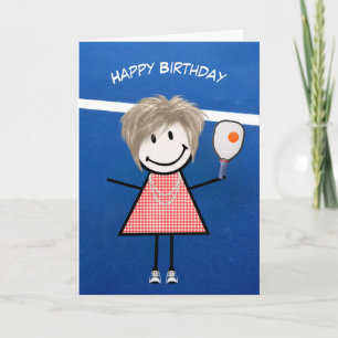 Birthday Girl With Pickleball Paddle and Ball Card