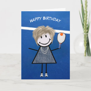 Birthday Girl With Pickleball Paddle and Ball Card