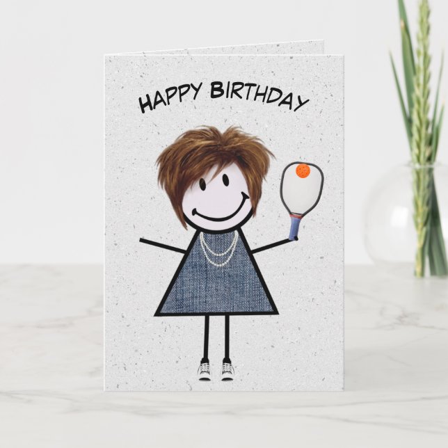 Birthday Girl With Pickleball Paddle Card (Front)