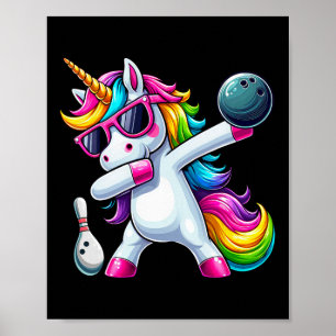Birthday Girls Funny Dabbing Bowling Unicorn Dab G Poster