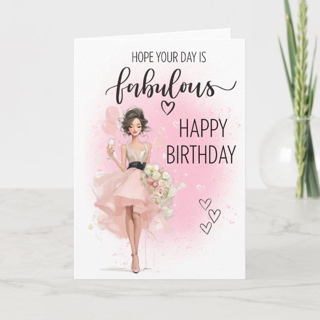 Birthday glamor girl greeting card (Front)