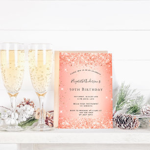 Birthday glitter orange budget invitation flyer