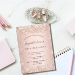 Birthday glitter rose gold metal sparkle invitation<br><div class="desc">For an elegant 50th (or any age) birthday party. A rose gold faux metallic looking background. Decorated with rose gold faux glitter.  Personalize and add a name and party details. The name is written with a hand lettered style script</div>