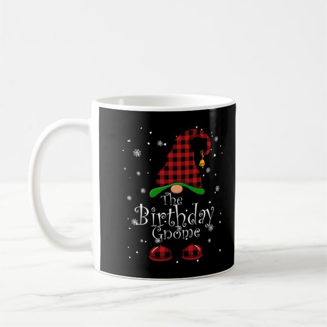 Birthday Gnome Buffalo Plaid Matching Family Chris Coffee Mug (Left)