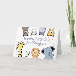 Birthday Goddaughter Fun Animal Cartoons  Card