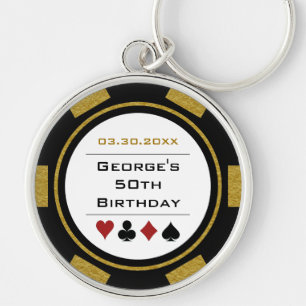 Birthday Gold Black Poker Chip Las Vegas Casino Key Ring