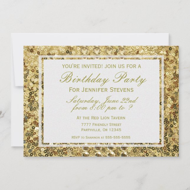 Birthday | Gold Confetti Glitter Bling Invitation (Front)