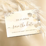Birthday gold eucalyptus glitter save the date announcement<br><div class="desc">A girly and trendy Save the Date card for a 40th (or any age) birthday party. A golden watercolored background decorated with golden eucalyptus foliage and faux gold glitter dust. Personalise and add a date and name and text. Golden coloured letters. The text: Save the Date is written with a...</div>