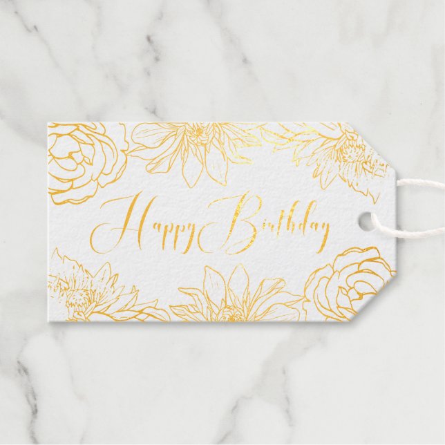 Birthday Gold Foil Gift Tags (Front (Horizontal))