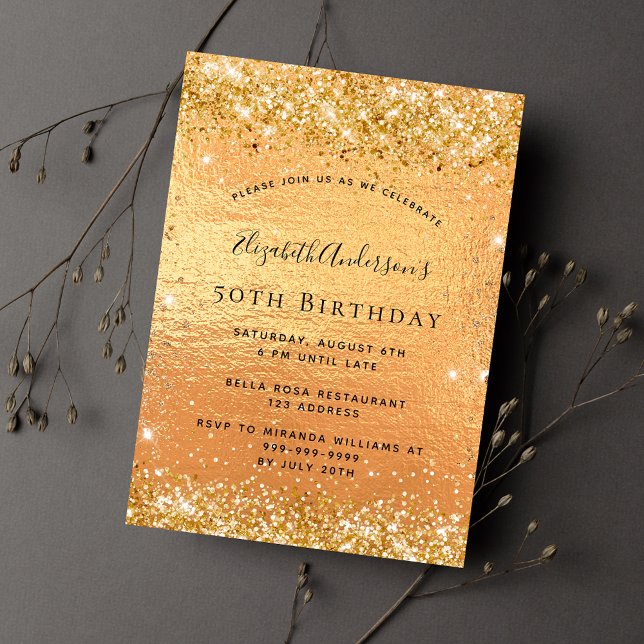 Birthday gold glitter luxury invitation (Creator Uploaded)