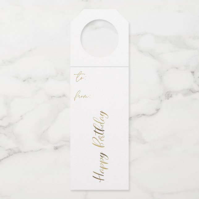 Birthday Gold Personalized Bottle Hanger Tags (Front)