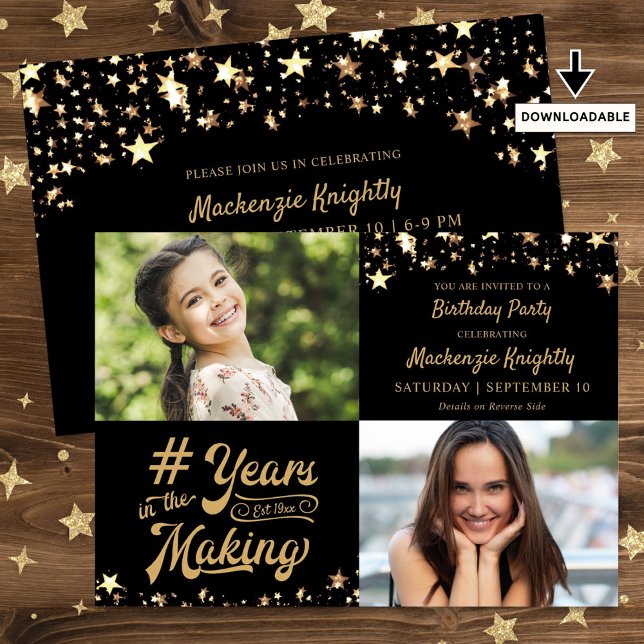 Birthday Gold Stars YEARS IN THE MAKING Photo Invitation (Creator Uploaded)