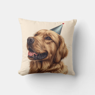 Birthday Golden Retriever Dog Cushion