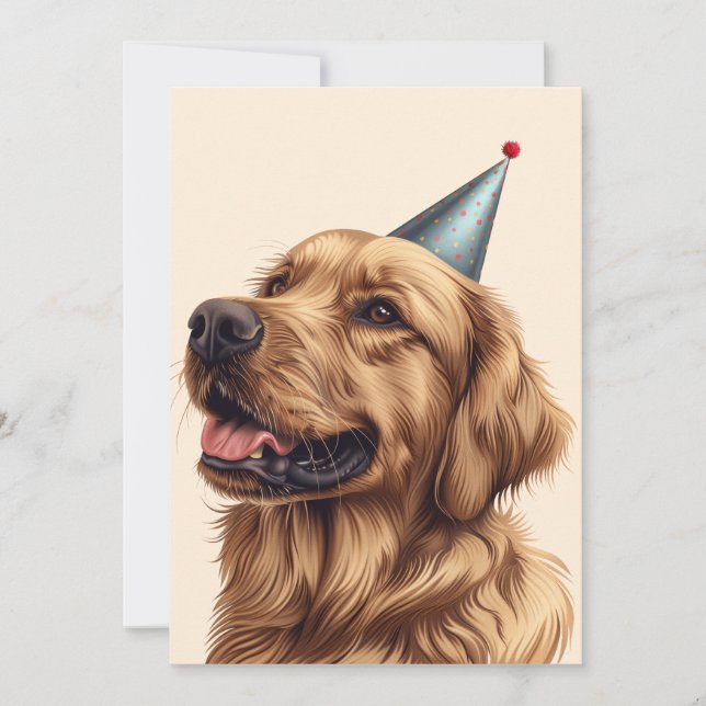 Birthday Golden Retriever Dog Invitation (Front)