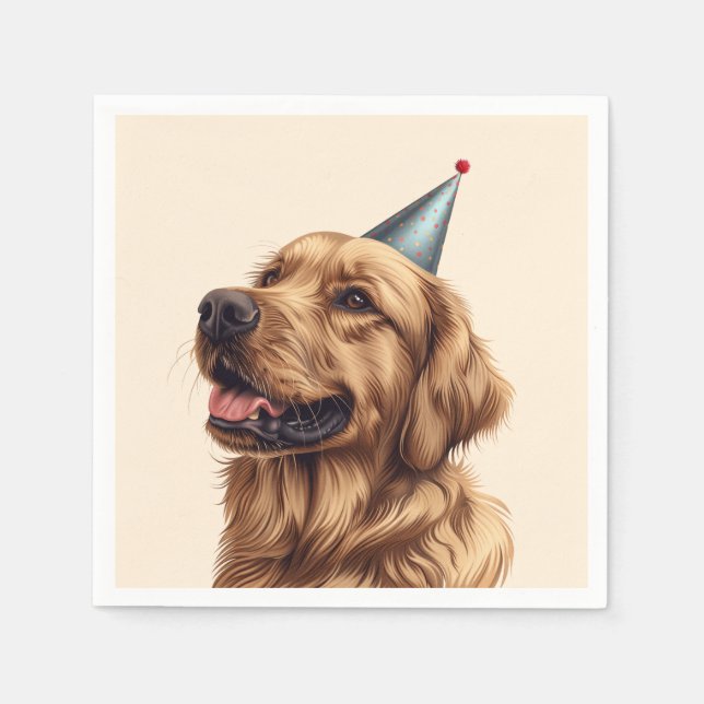 Birthday Golden Retriever Dog Napkin (Front)