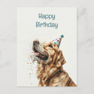Birthday Golden Retriever Dog Postcard