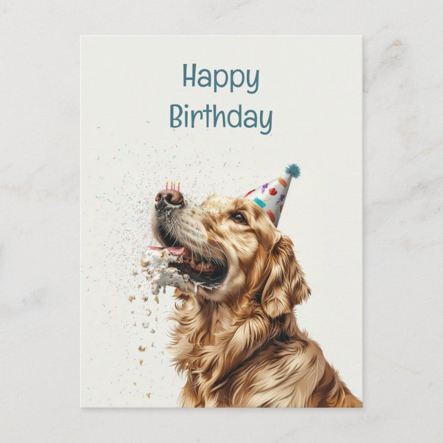 Birthday Golden Retriever Dog Postcard (Front)
