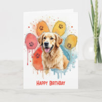 Birthday Golden Retriever In a Pawprint Design