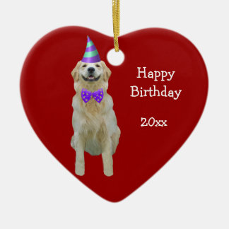 Birthday Golden Retriever Keepsake Ornament