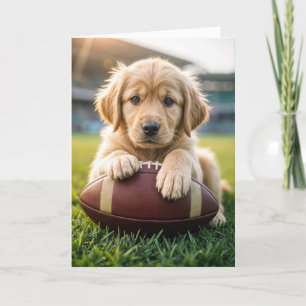 Birthday Golden Retriever On A Football  Card