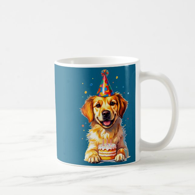 Birthday Golden Retriever, Party Dog  Coffee Mug (Right)