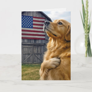 Birthday Golden Retriever Pledging Allegiance  Card